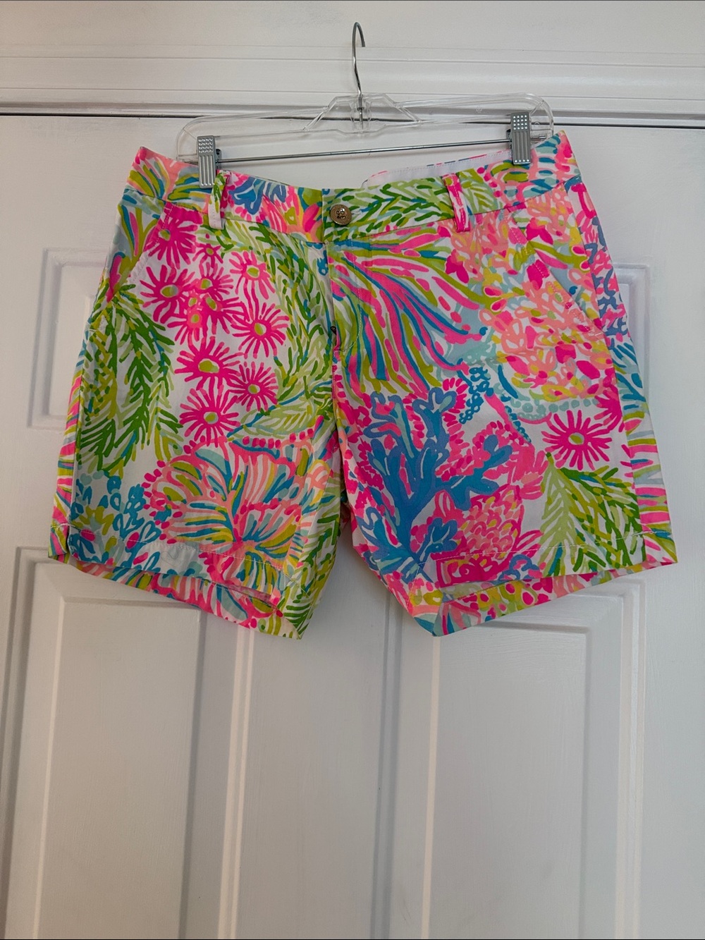 Lilly Pulitzer Tropical Floral Cotton Shorts - Pink, Green, Blue